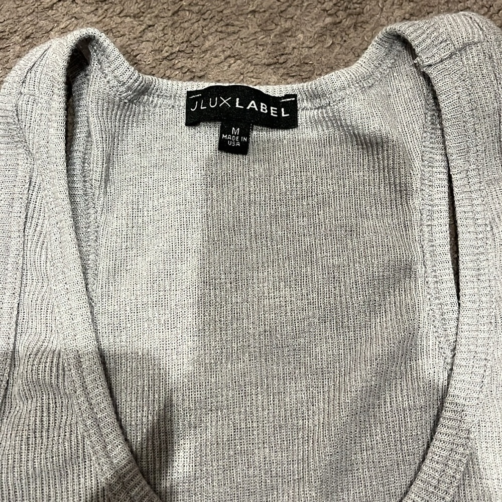 Gray Ribbed Tank Top - Picture 2 of 3